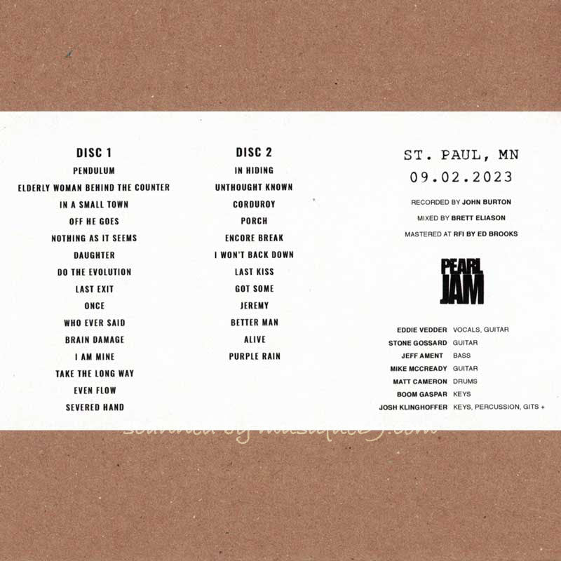 パールジャム Pearl Jam - St. Paul, MN | September 02 2023 (CD)