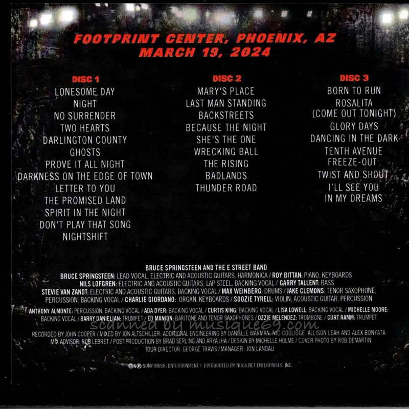 ブルーススプリングスティーン Bruce Springsteen & The E Street Band - Footprint Center, Phoenix, Az | March 19, 2024 (CD)