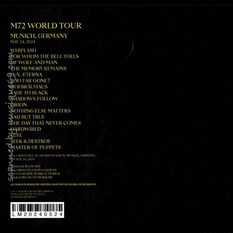 メタリカ Metallica - Munich, Germany | May 24, 2024 (CD)