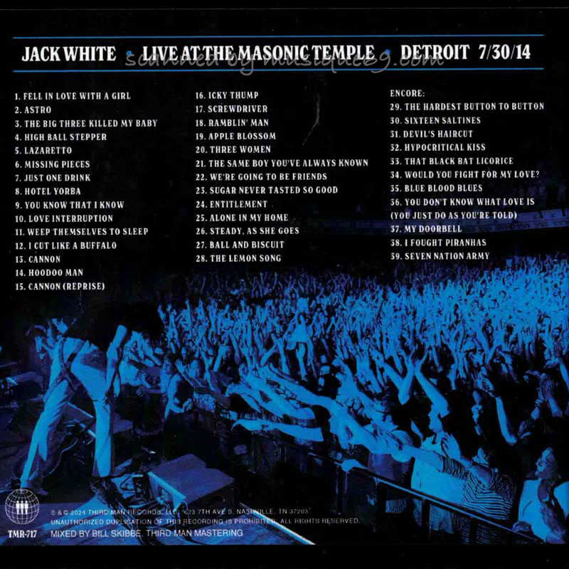 ジャックホワイト Jack White - Live at The Masonic Temple | Detroit 7/30/14 (CD)
