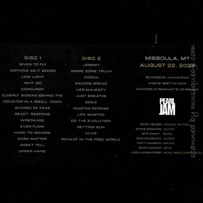 パールジャム Pearl Jam - Missoula, MT | August 22 2024 (CD)