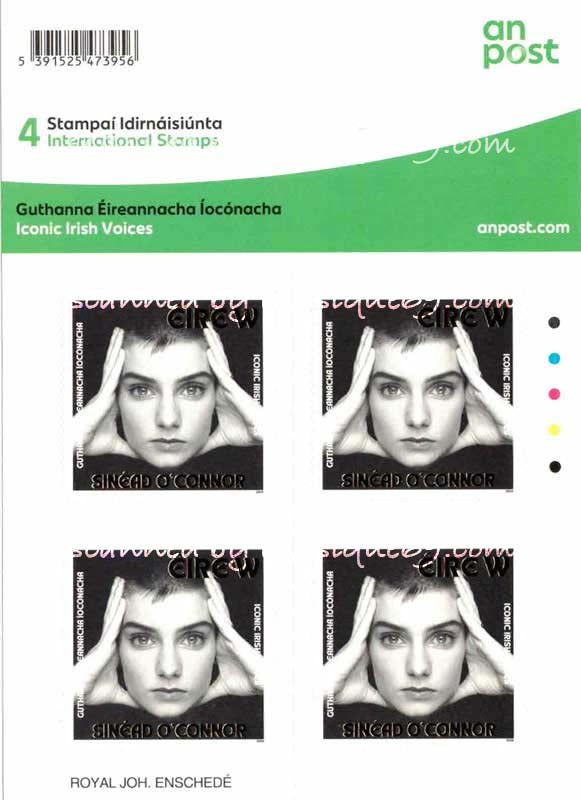 シネイドオコナー Sinead O'Connor - Iconic Irish Voices (Sheet of 4 International Stamps)