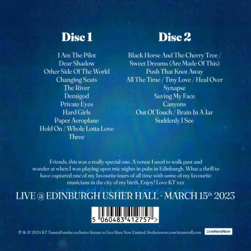 KT Tunstall - Live @ Edinburgh Usher Hall | March 15th 2023 (CD)