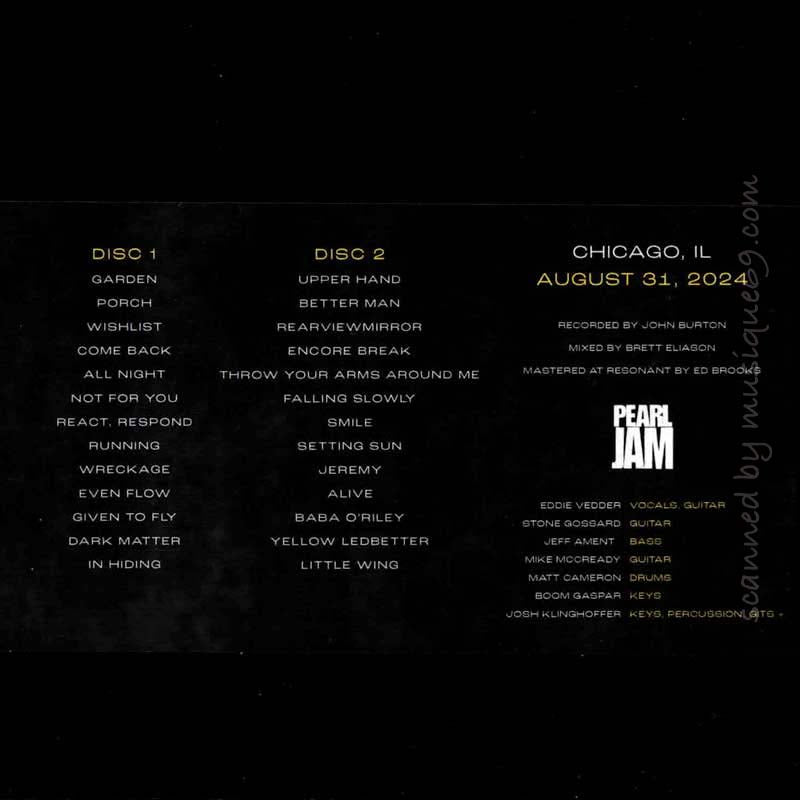 パールジャム Pearl Jam - Chicago, IL | August 31 2024 (CD)