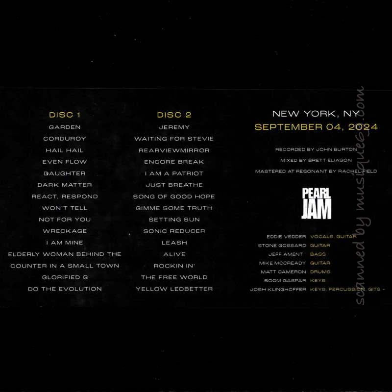 パールジャム Pearl Jam - New York, NY | September 4 2024 (CD)