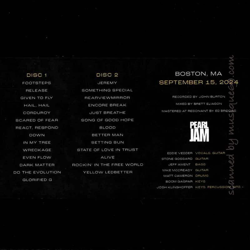Pearl Jam - Boston, MA | September 15 2024 (CD)