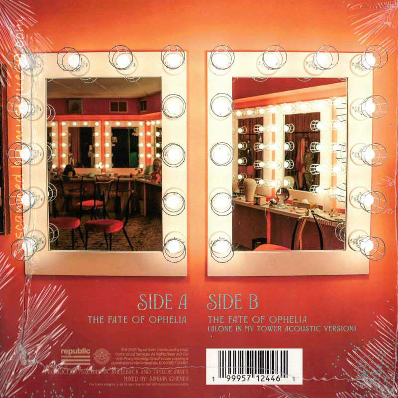 テイラースウィフト Taylor Swift - The Fate of Ophelia: US Exclusive Portofino Orange Glitter Coloured 7" Ep Single (vinyl)