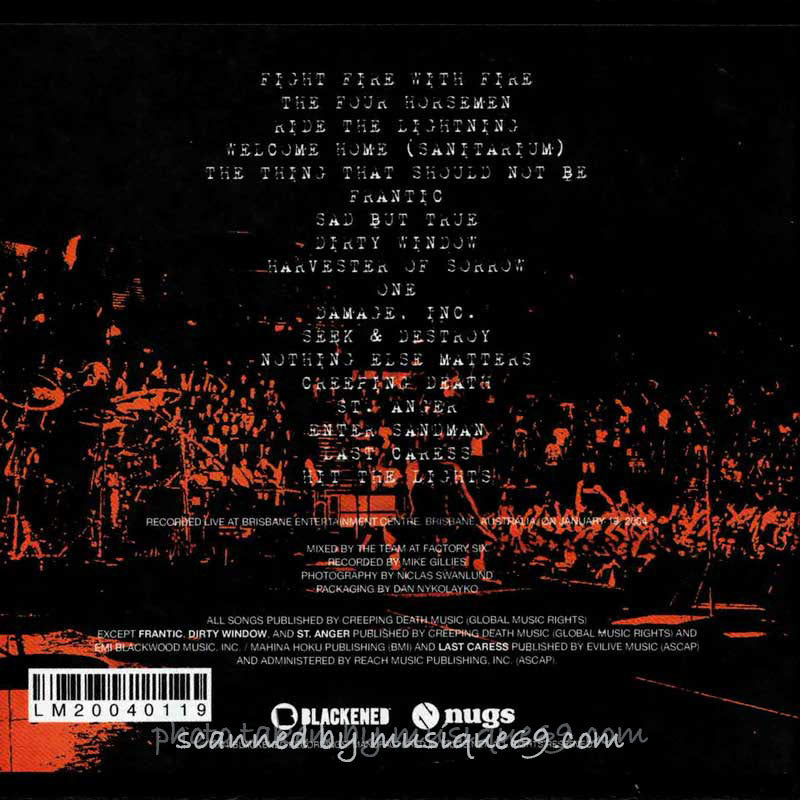 メタリカ Metallica - Brisbane, Australia | January 19, 2004 (CD)