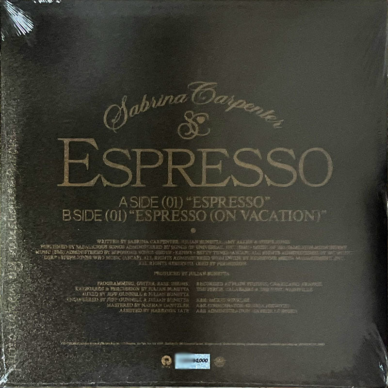 サブリナカーペンター Sabrina Carpenter - Espresso (2 Year Anniversary Edition): Exclusive Numbered/ Glitter-Board Sleeve/ Espresso-Filled 12" Ep (vinyl)