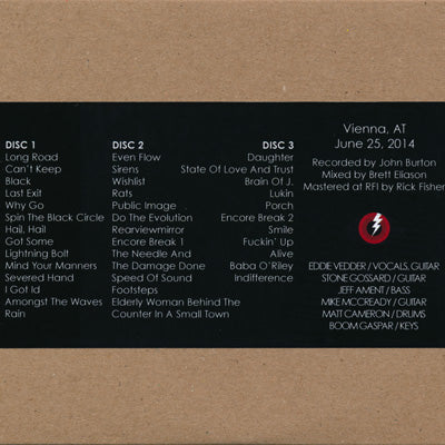 パールジャム Pearl Jam - European Tour: Vienna, Austria 25/06/2014 (CD)