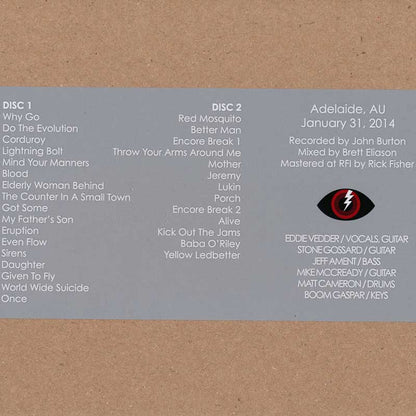 パールジャム Pearl Jam - Australian Tour: Adelaide, Australia 31/01/2014 (CD)