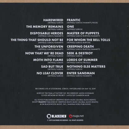 メタリカ Metallica - Zurich, Switzerland 10/05/2019 (CD)