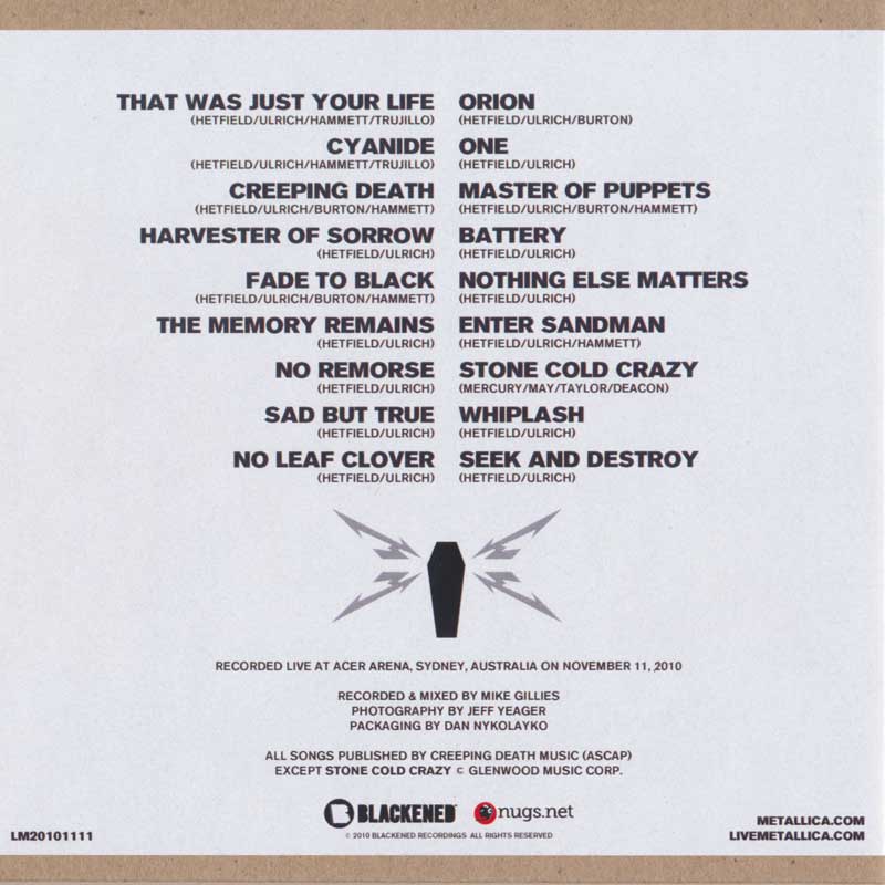 メタリカ Metallica - Sydney Magnetic 11/11/2010 (CD)
