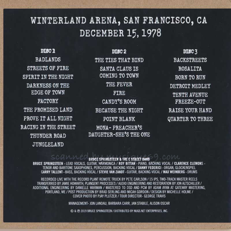 Bruce Springsteen & The E Street Band - Winterland Arena, San Francisco, CA | December 15, 1978: US Exclusive Edition (CD)