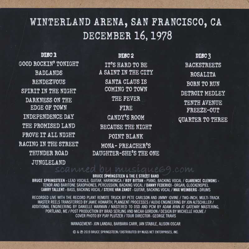 Bruce Springsteen & The E Street Band - Winterland Arena, San Francisco, CA | December 16, 1978: US Exclusive Edition (CD)