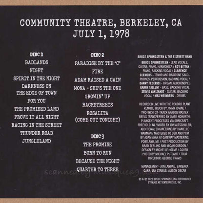 ブルーススプリングスティーン Bruce Springsteen & The E Street Band - Community Theatre, Berkeley, CA | July 1st, 1978: US Exclusive Edition (CD)