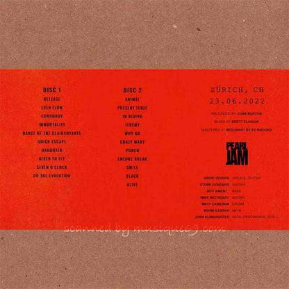 パールジャム Pearl Jam - Gigaton European Tour; Zurich, CH | 23 June 2022 (CD)