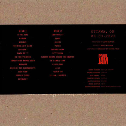 Pearl Jam - Gigaton North American Tour; Ottawa, ON | September 3rd 2022 (CD)