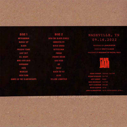 パールジャム Pearl Jam - Gigaton North American Tour; Nashville, TN | September 16th 2022 (CD)