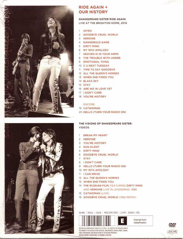 Shakespeare Sister Ride Again+ Our History: Exclusive DVD