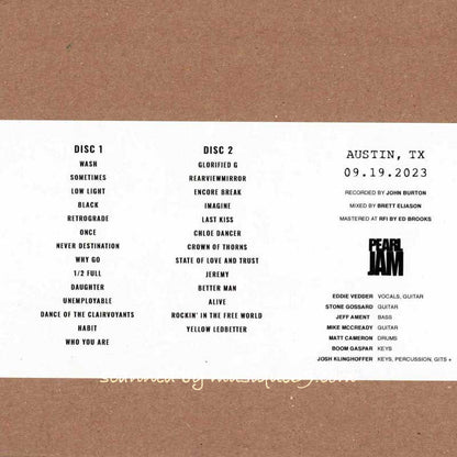 パールジャム Pearl Jam - Austin, TX | September 19 2023 (CD)