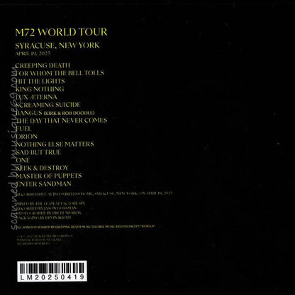 メタリカ Metallica - Syracuse, New York | April 19, 2025 (CD)