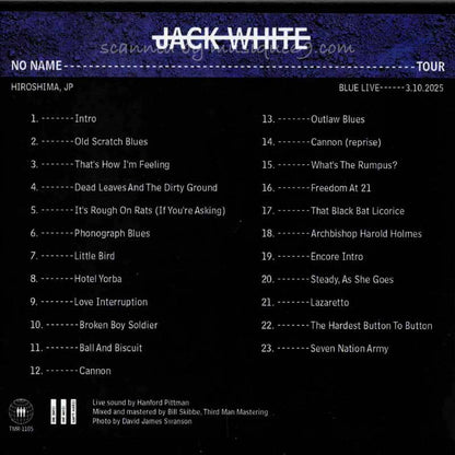 ジャックホワイト Jack White - No Name Tour | Blue Live, Hiroshima, JP | 3.10.2025 (CD)