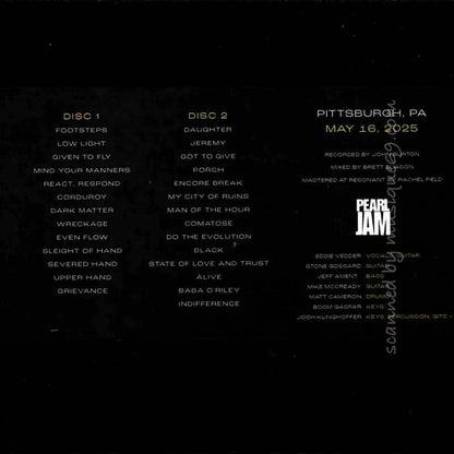 パールジャム Pearl Jam - Pittsburgh, PA | May 16th, 2025 (CD)