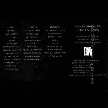 パールジャム Pearl Jam - Pittsburgh, PA | May 18th, 2025 (CD)
