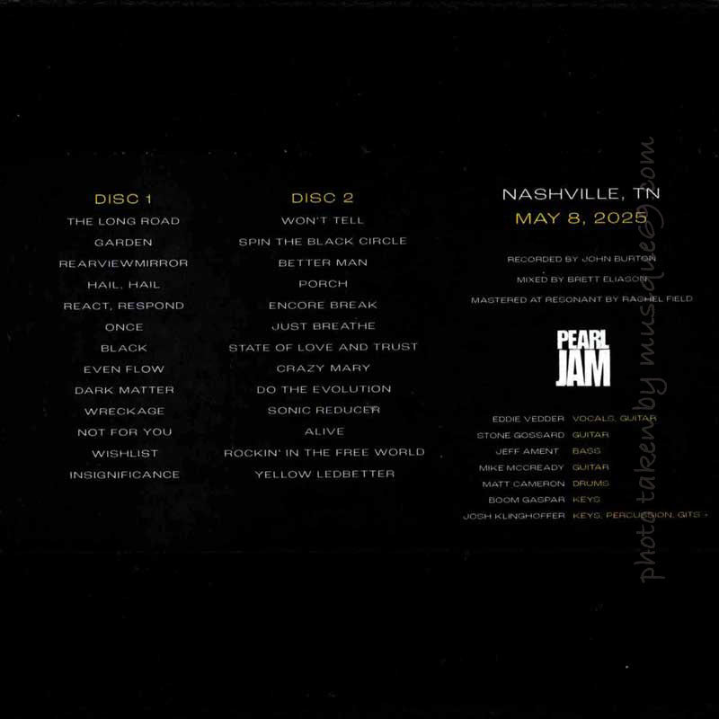パールジャム Pearl Jam - Nashville, TN | May 8th, 2025 (CD)