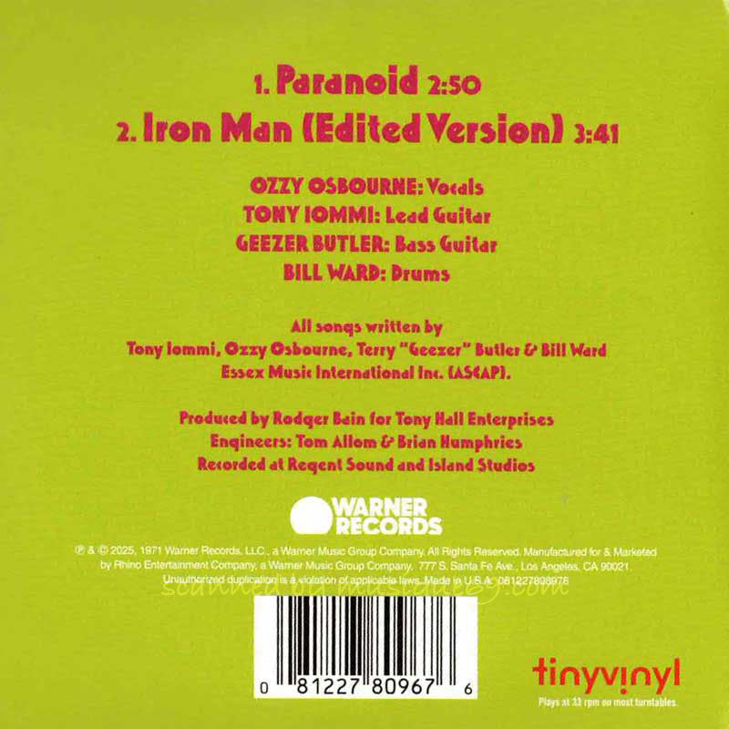 ブラックサバス Black Sabbath - Paranoid/ The Wizard: US Exclusive "Tiny Vinyl" Edition 4" Ep (vinyl)