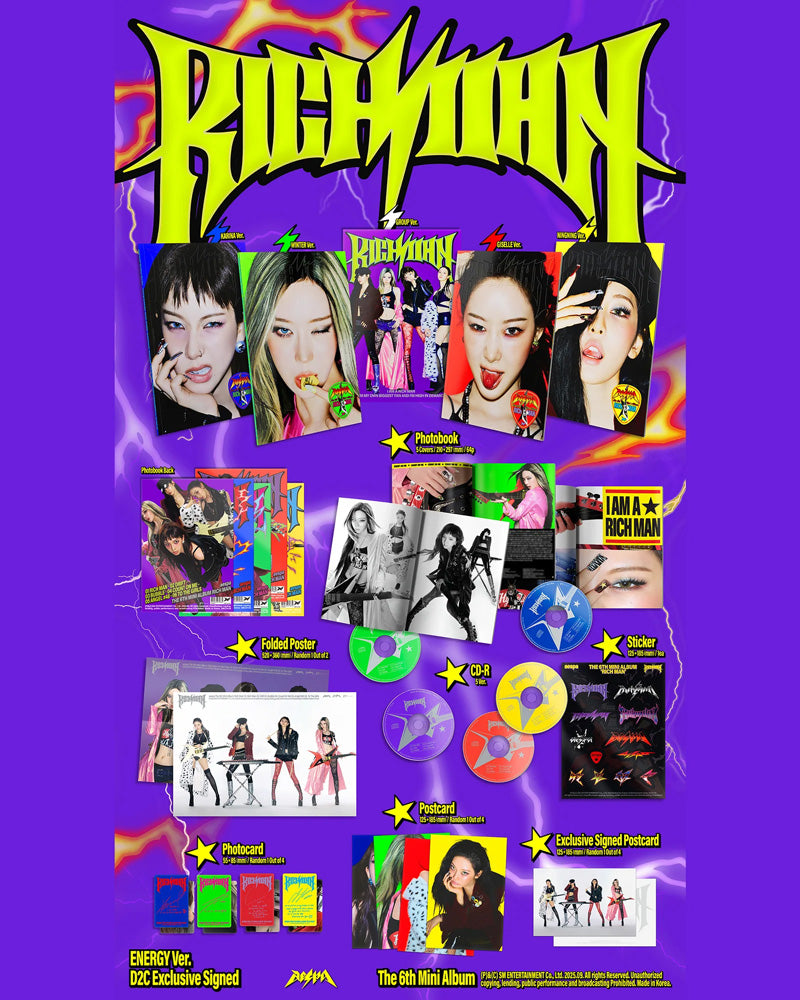 エスパ aespa - Rich Man (The 6th Mini Album): US Exclusive Autographed Energy/ Ningning Version (CD)