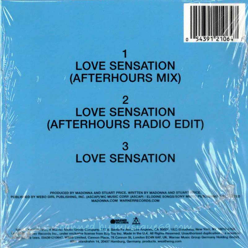 マドンナ Madonna & Kylie - Love Sensation: Exclusive UK Edition/ Blue Cover Artwork Single (CD)